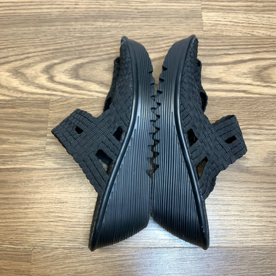 Sandalia Bernie Mev para mujer malla negra 41 EE. UU. 10 zapatos sin cordones con tacón de cuña Foto 2 de 4