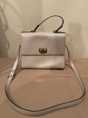 Kate Spade New York Gray Leather Top Handle Satchel Crossbody Turn Lock Flap
