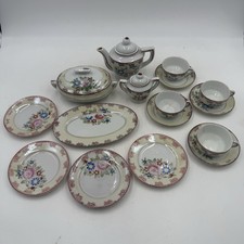 18 Piece Little Duchess Japan Child Toy Tea Set Floral Teapot Cup Saucer Plate