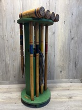 Vintage Croquet Set 4 Player with Stand South Bend Wooden 25 x 9.5