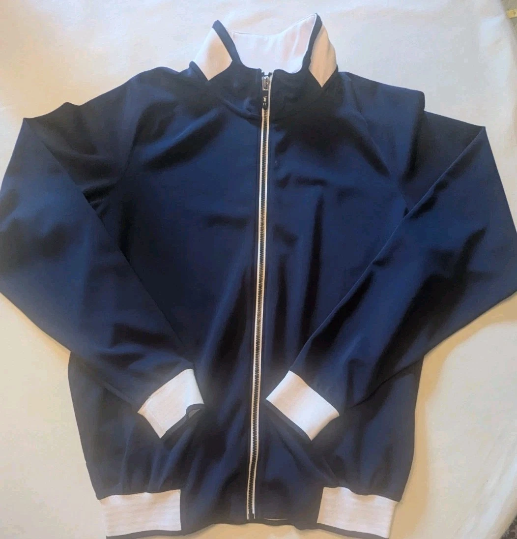 F&G Tech Golf Jacket, Full Zip, Size M, Navy Blue and White