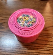 Vintage PINK Plastic/Celluloid Round TRINKET Box by The Standard Made in USA