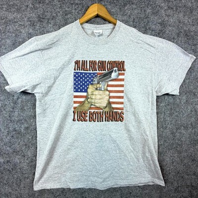 I'm All For Gun Control I Use Both Hands Port & Company T-Shirt Adult XL Gray