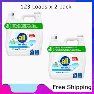 all Free Clear Liquid Laundry Detergent, 154 oz, 123 Loads x 2 pack