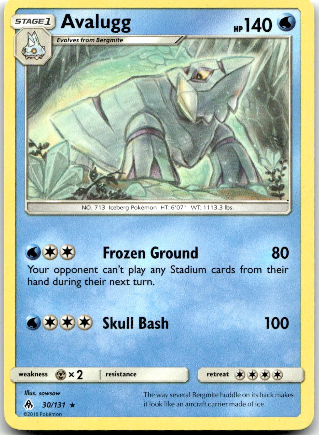 Pokemon Avalugg Forbidden Light SM06 #30/131 Rare LP $SALE$!