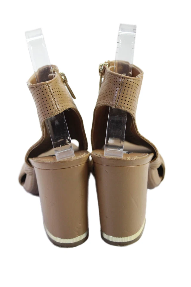 Botines DKNY Mujer Cuero Hayden Punta Abierta Cremallera Tacón Alto Marrón Talla 7.5 Foto 3 de 4