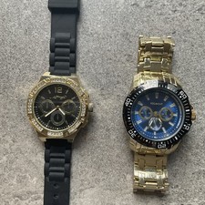 Pair Of Mens Watches 50mm Gold Tone Case Both Watches Run Great Bin S