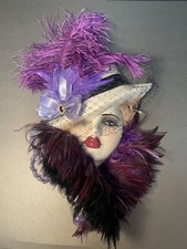Unique Creations Small Art Deco Lady Face Mask Wall Hanging Decor Purple Tones