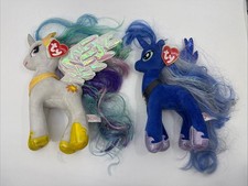 Ty My Little Pony Sparkle Princess Set 2017 LUNA CELESTIA 9" Retired Plush