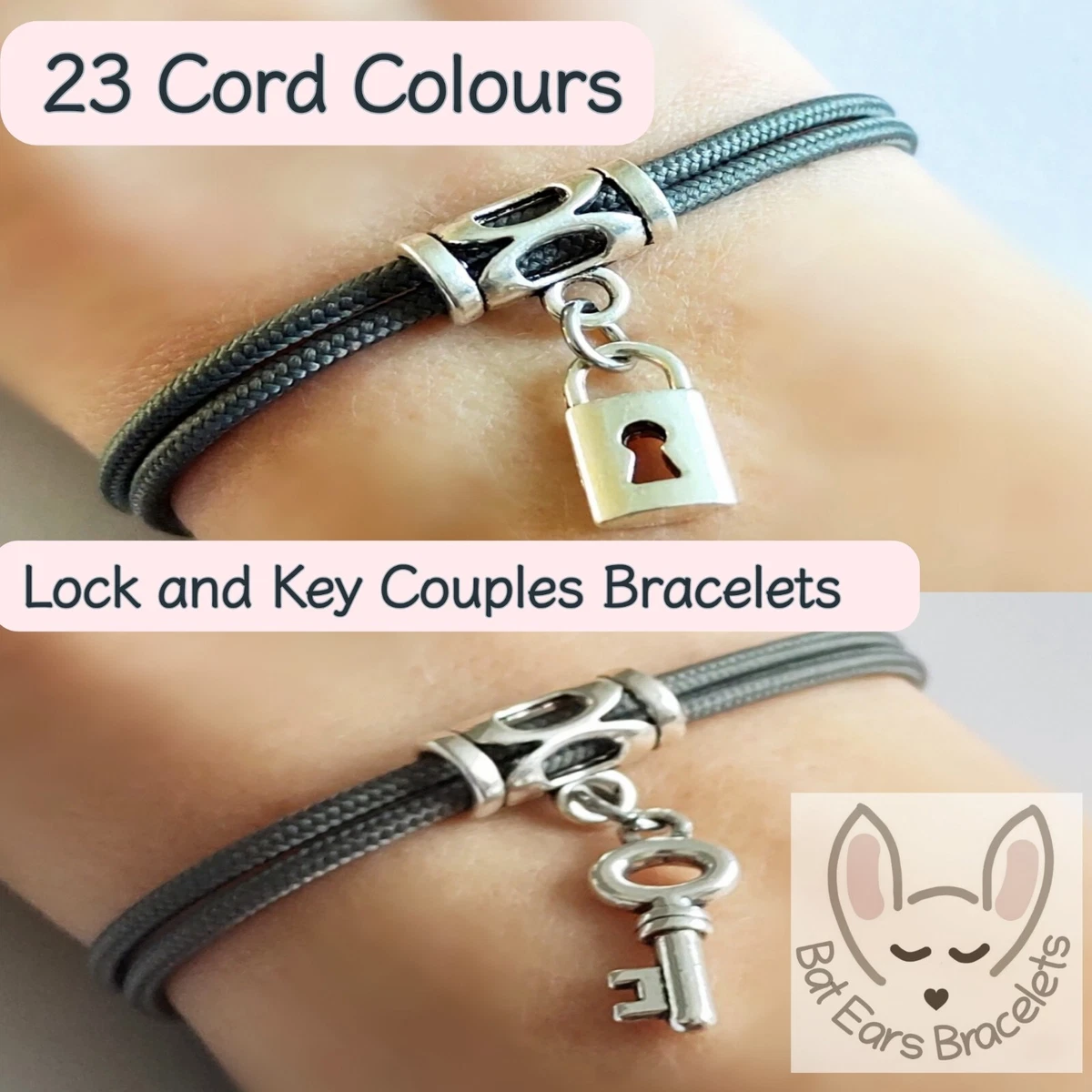 Padlock and Key Couples Bracelets Key Lock Charm Gift Bag Two Set Pair