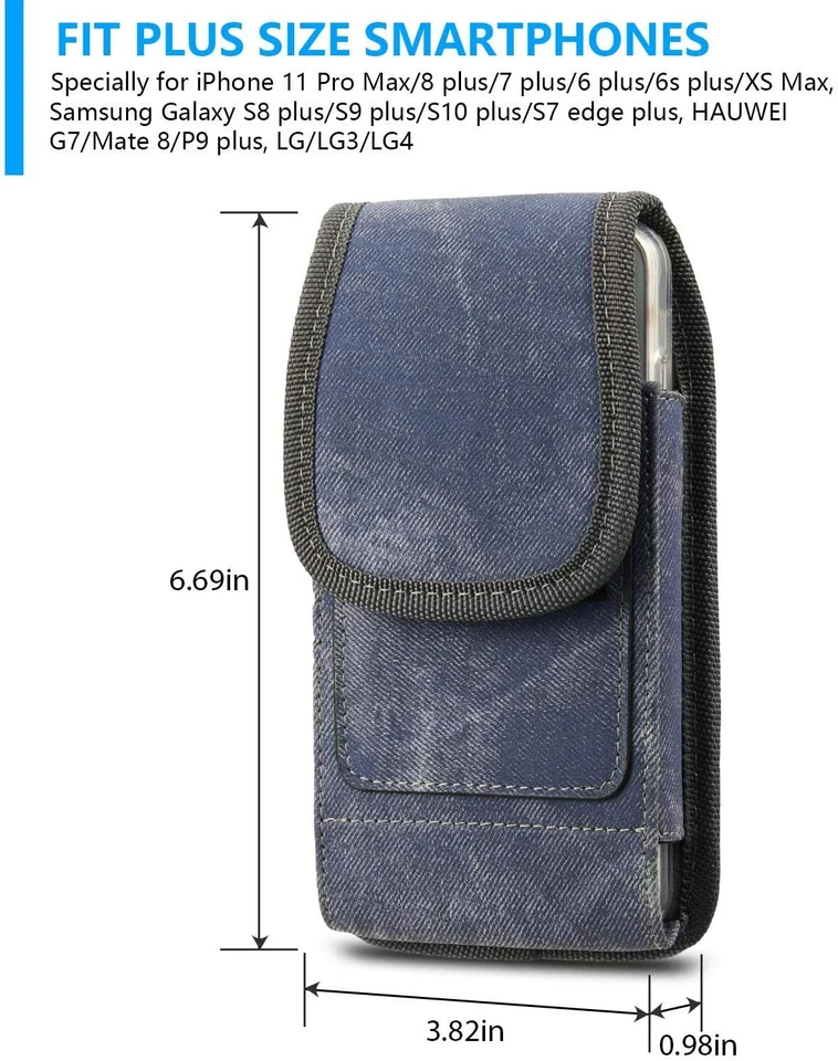 Funda de cinturón vertical funda de teléfono bolsa de transporte resistente con clip para cinturón anillo de lazo Foto 3 de 4