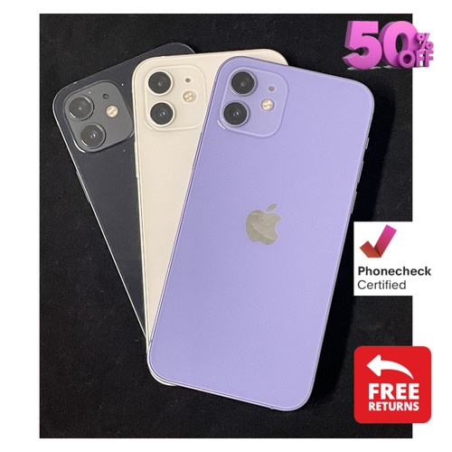 Apple iPhone 12 64/128GB Factory Unlocked Att 5G Face ID - Purple / White / Blu