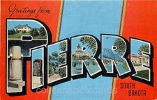 Greetings From Pierre, South Dakota, Large Letter, Linen, Kropp No. 18820N