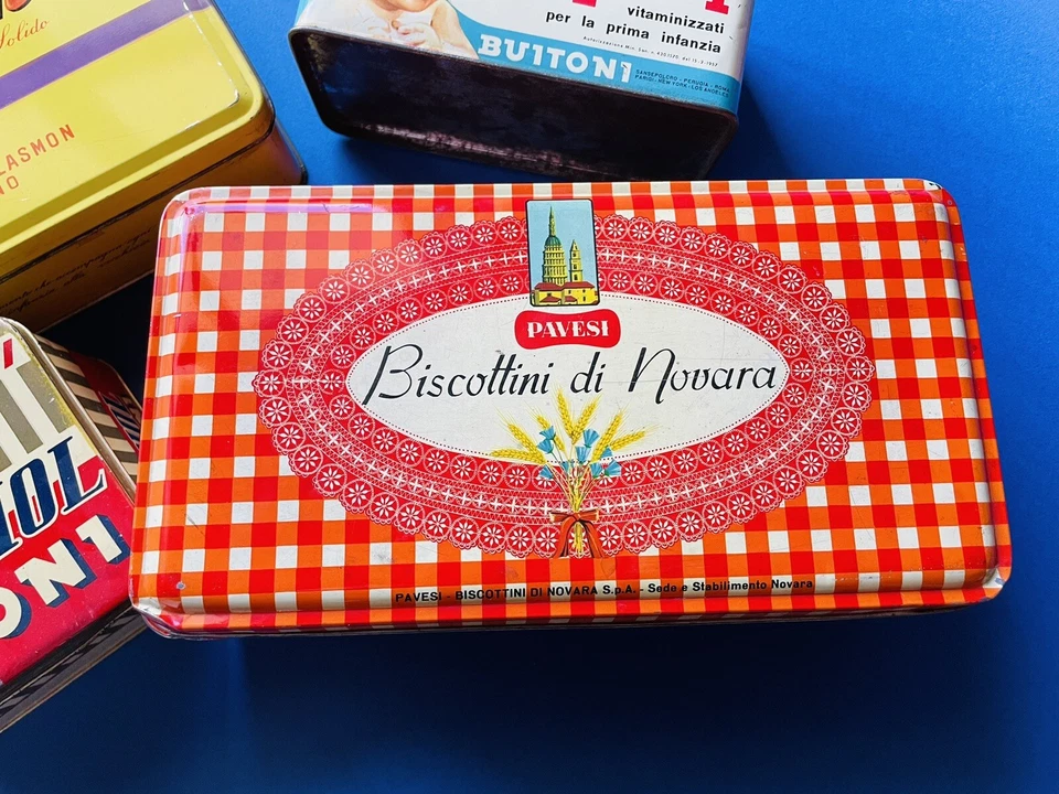🔴 scatole pubblicitarie in latta per bambini anni 70 biscottini Plasmon Nipiol - Immagine 2 di 4
