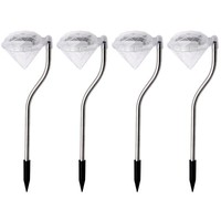 4X Edelstahl Led Solar Gartenleuchte Diamant Solarlampe Solarleuchte Solarlicht