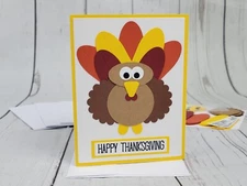 Happy Thanksgiving Greeting Card Kit #24 [Lot of 4, Handmade, Cute Turkey]