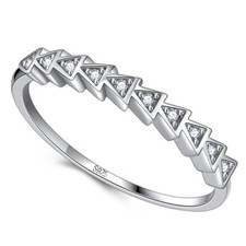 925 Genuine Sterling Silver Triangle CZ Ring Size 6 7 8 Gift Ladies Girl Gift
