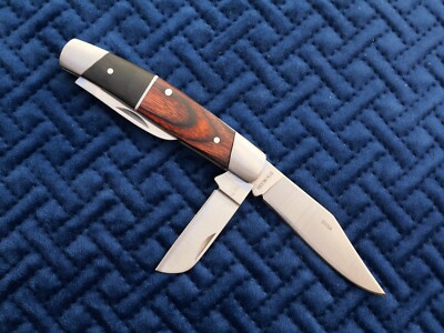 3.5  Stockman Knife Classic Folding Pocket Knife 3 Blades Sharp Wood Two Tone