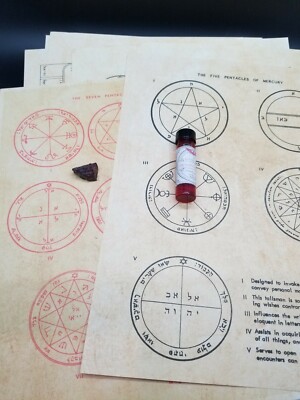 Solomon 7 Planetary Pentacles Set Sun Mercury Mars Jupiter Saturn Parchment new