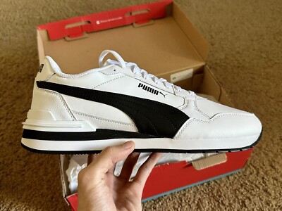 Size 10 - Puma St Runner V4 White Retro Leather Sneaker Runner New With Box