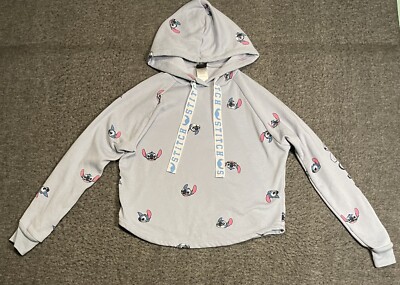 Disney's Lilo Stitch-Stitch All Over Graphic Cropped Pullover