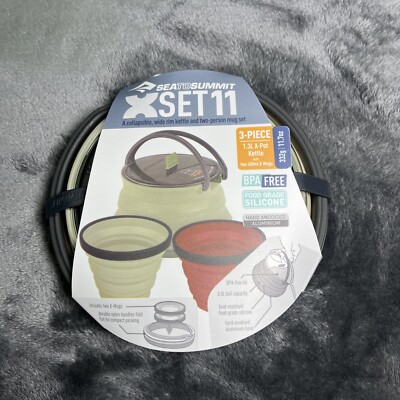 Sea To Summit 3 Piece X-Set 11 1.3L X Pot Kettle 2-480mL X Mugs Sand/Rust NEW