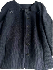 CHANEL Jacket Tweeded Jersey Navy Size 40/42 US 8/10