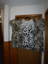 Short Sleeve Knee Length Dresses ,XL,SM,Chaps,Olive Print,SM,Black White print