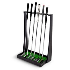 GoSports Premium Wooden Golf Putter Stand, Holds 6 Clubs - Black