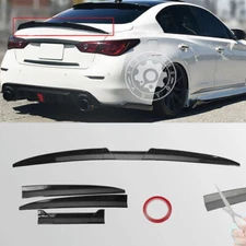 For Infiniti Q50 2014-2023 Rear Trunk Spoiler Wing Lip Carbon Fiber Look AB