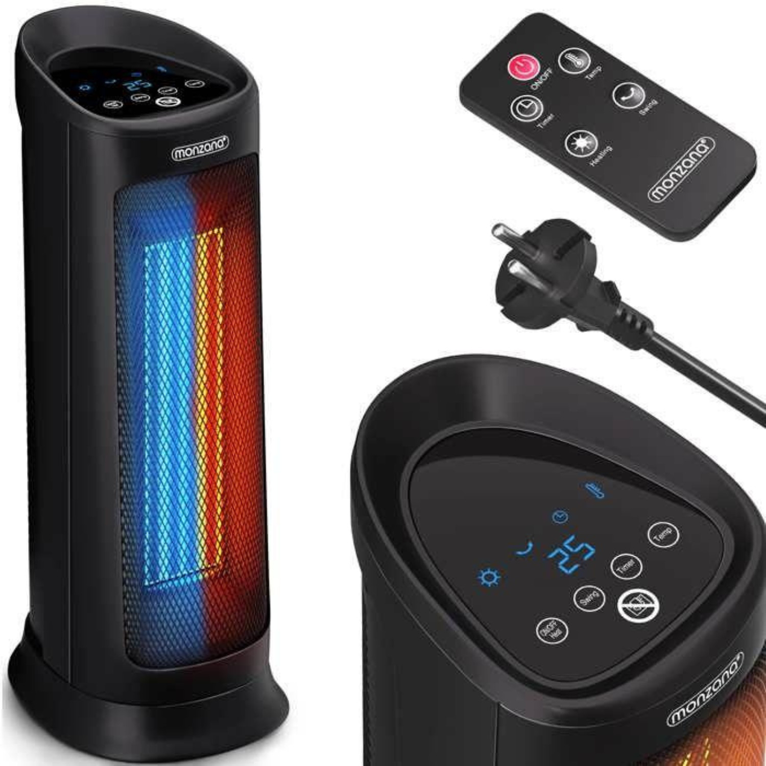 Radiateur soufflant 2000W avec télécommande et 4 modes de chauffe