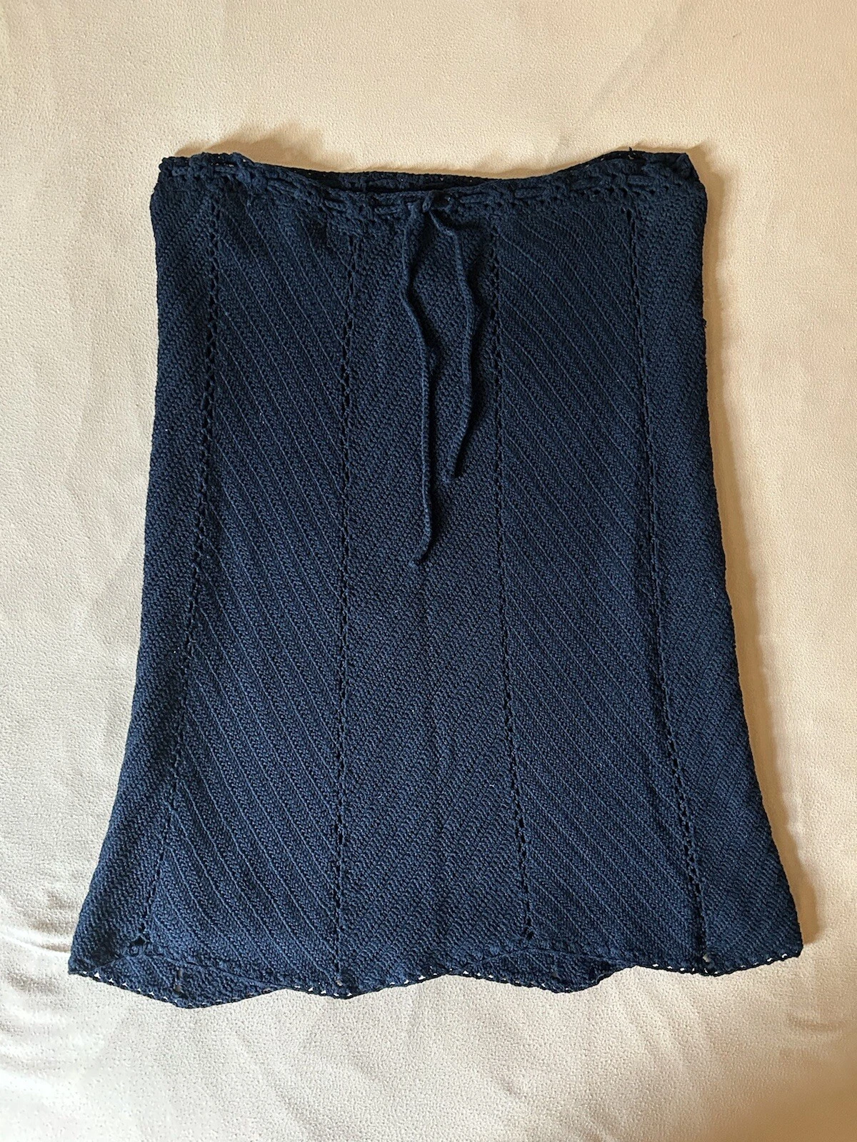 Impulse NWT Vintage Cotton Open Knit Black Peasant Asymmetrical Hem Skirt, Sz M