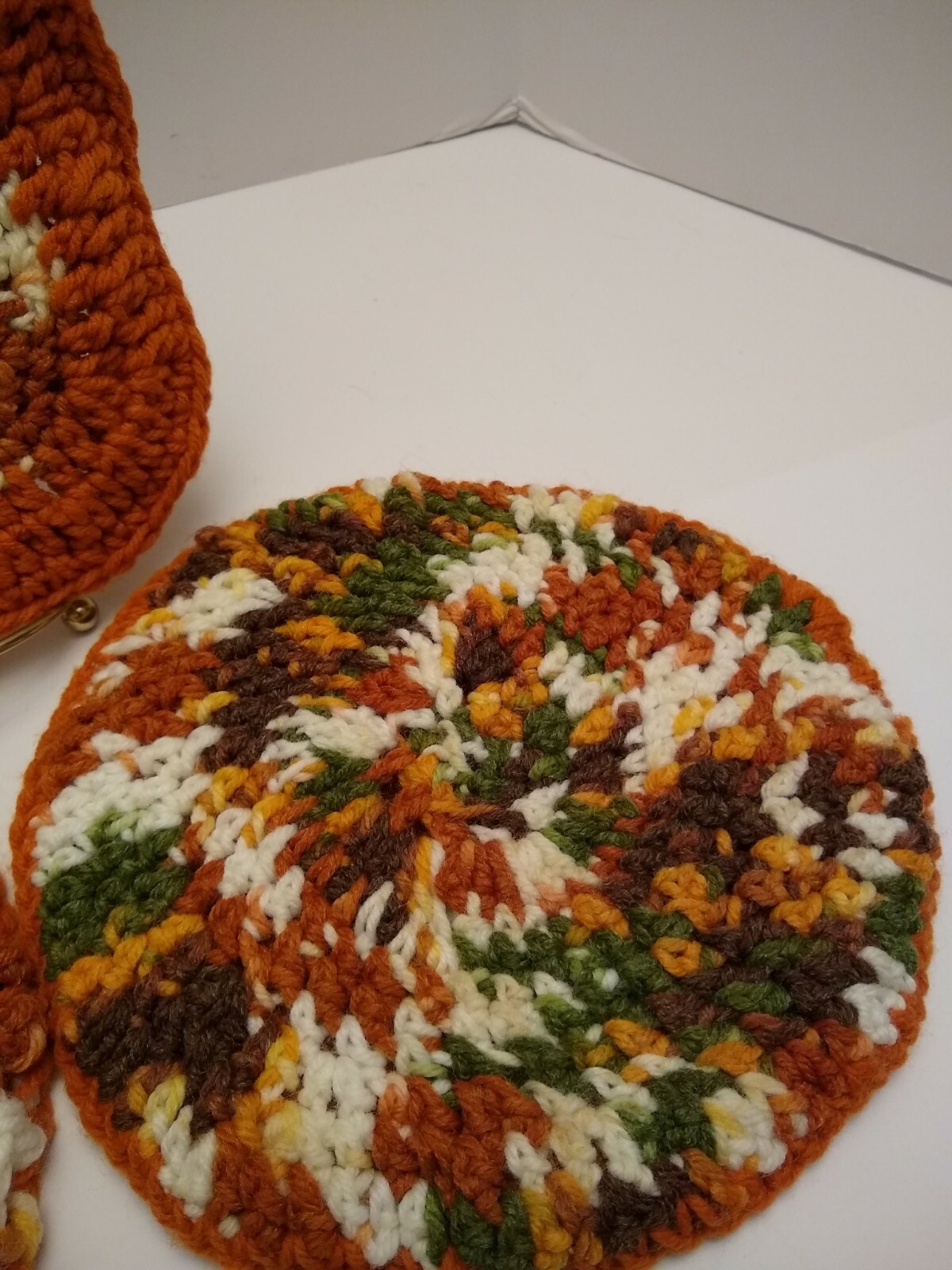 Vintage Fall Harvest Burnt Orange Pot Holders Hot Plate Handmade