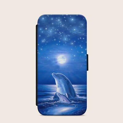 HANDYHÜLLE DELFIN FÜR IPHONE SAMSUNG PIXEL OCEAN NIGHT HÜBSCHES GESCHENK FLIP WALLET