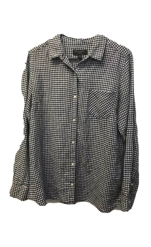 Banana Republic Men Plaid Long Sleeve Button Down Shirt M CLASSIC FIT Navy Blue