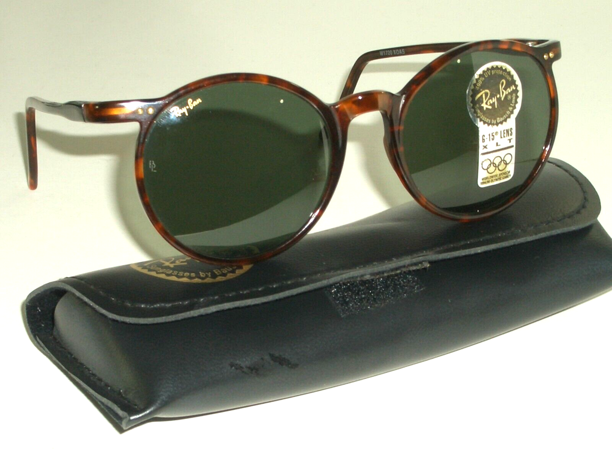 VINTAGE B&L RAY BAN W1720 ASBURY SLIMLINE G15 SLIM DK TORT ROUND