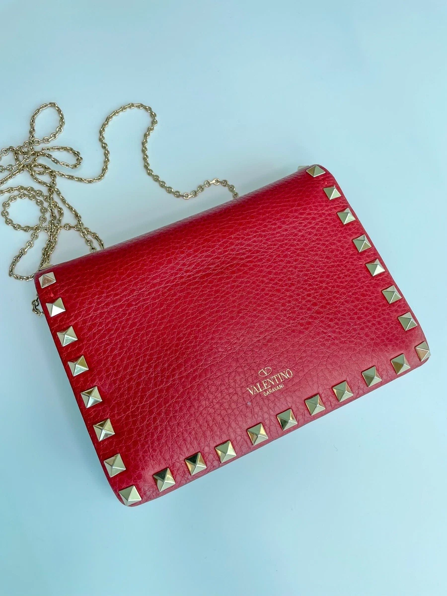 Valentino Rockstud Wallet-on-chain Red Cross Body Bag | eBay