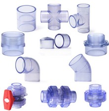 UPVC/PVC Pipe Fittings Tee/Straight/Cap/Elbow Clear Plumbing Couping ID 20-110mm