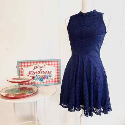 Alya Navy Blue Lace Skater Dress XS | eBay Alya Navy Blue Lace Skater Dress XS | eBay