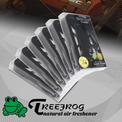 6 X Tree Frog Black Classic Squash Home Car Air Freshener Fresh Box Refill 2.8oz