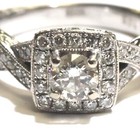 14K White gold GSL Round natural .79ct I2 F halo diamond engagement ring 5.1g — photo 2