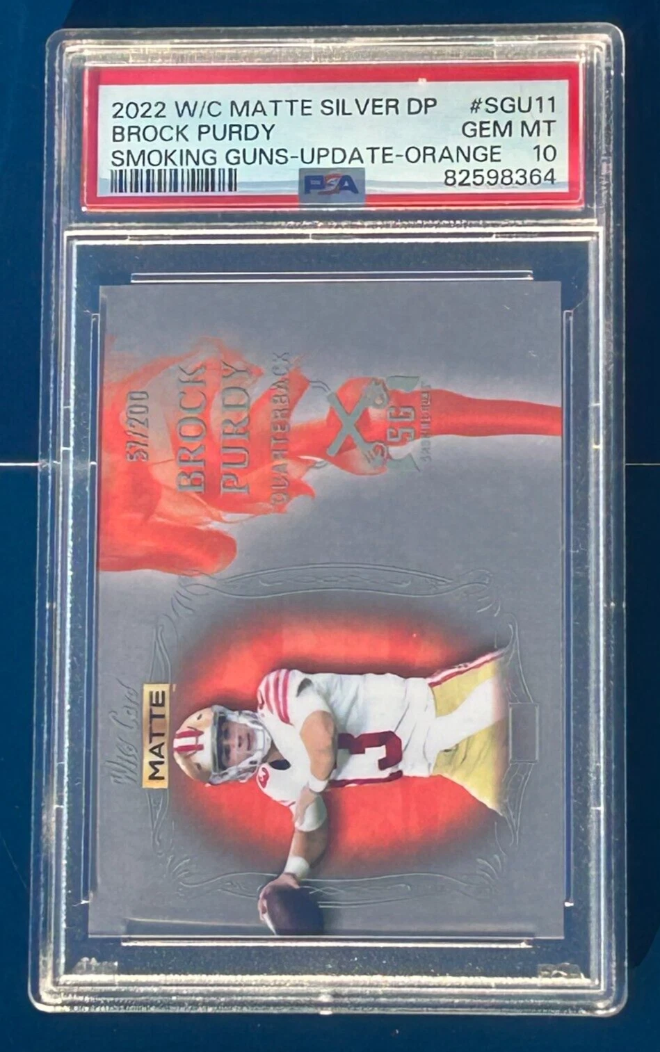 Brock Purdy Wild Card Matte Silver Draft Pick Smoking Guns #SGU11 Smoking Guns-Update-Orange