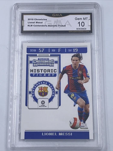 Lionel Messi 2019-20 Panini Chronicles Contenders Soccer #HT-LM Graded GMA 10