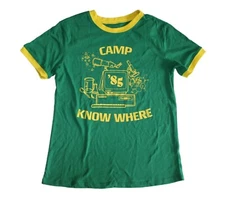 Stranger Things Junior Women's Green "Camp Know Where" T-Shirt - NEW