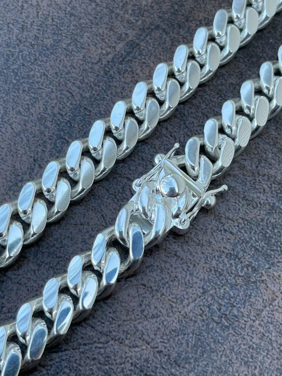 Sterling silver cuban link cheap chain box clasp