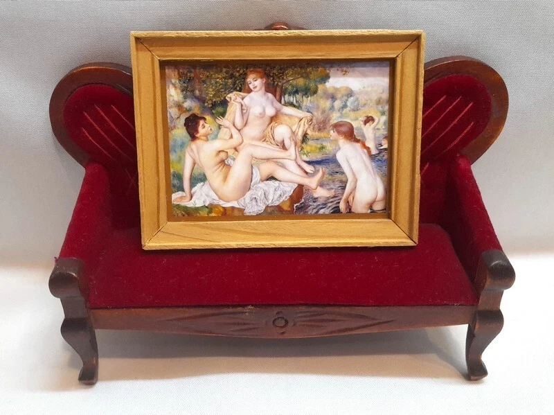 CASA BAMBOLE Le Bagnanti di Renoir MINI QUADRO 1:12 Fatto a mano Miniatura Eros - Immagine 3 di 4