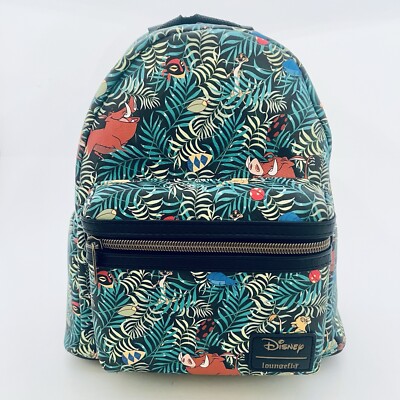 Loungefly Disney Lion King Jungle Mini Backpack Simba Pumbaa Timon AOP Print NEW