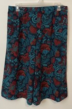 Blair Womens Large Blue Floral Elastic-Waist Pull-On Vintage Culottes A6506