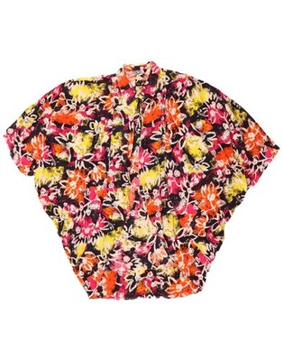 Vintage Damen Oversize Longline Shirt Bluse UK 14 Medium Mehrfarbig BT21