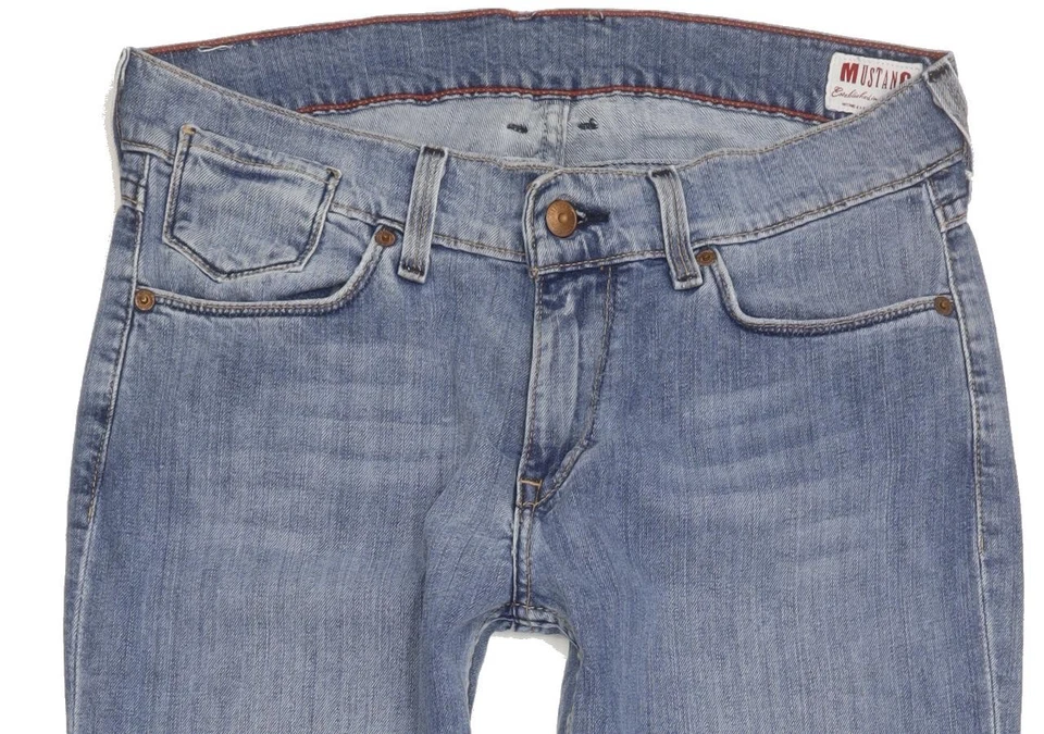 Pantalones de mezclilla elásticos ajustados rectos azules Mustang Oregon para mujer W32 L34 (97413) Foto 3 de 4